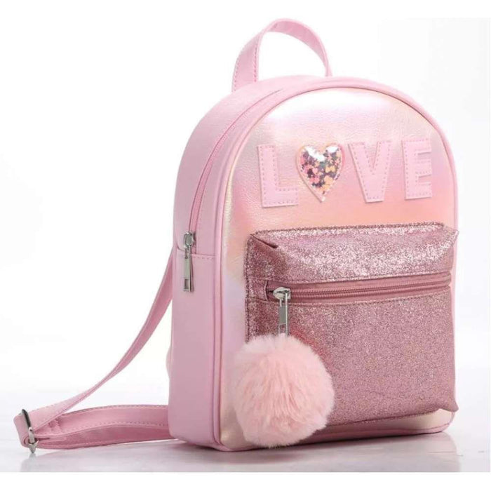 Mini Mochila Love Brilhante Rosa 27x21cm