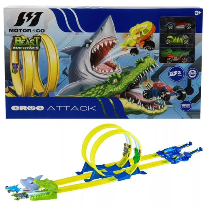 Pista de atletismo con cocodrilos y tiburones Beast Machines de Motor&amp;Co