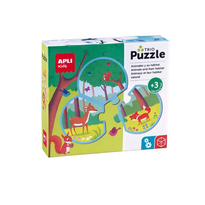 8 Puzzles Animais e Os Seus Habitats 3 Peças