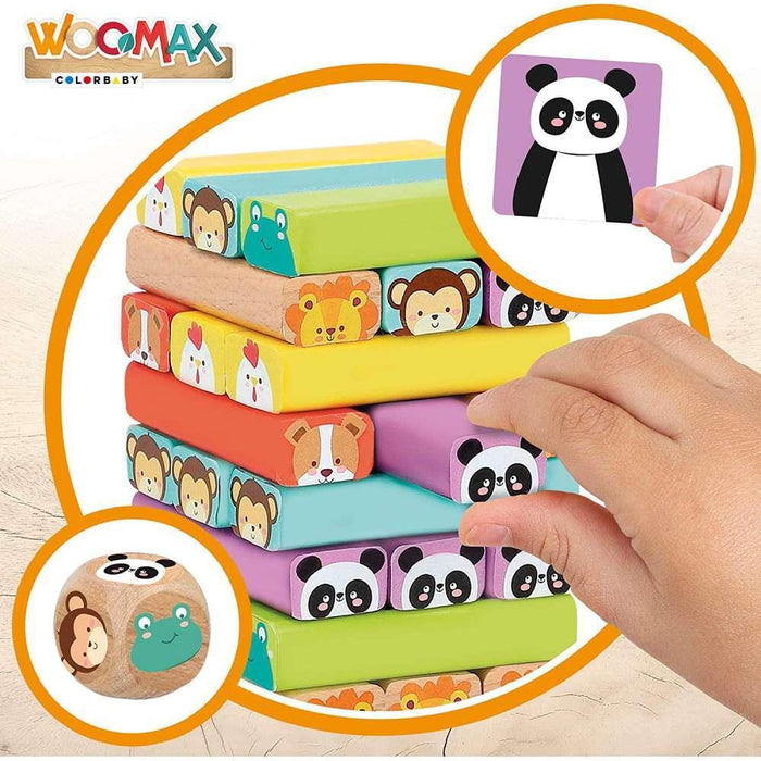 Woomax Torre Blocos de Madeira Coloridos com Animais