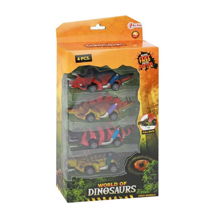 Toi Toys World of Dinosaurs 4 Dino-Cars Pull Back