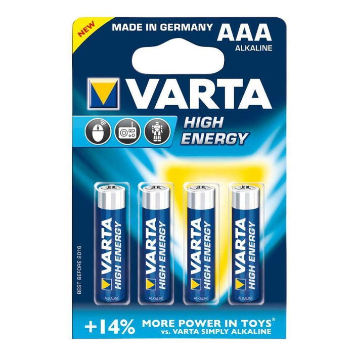 Pilas Varta AAA de alta energía, paquete de 4