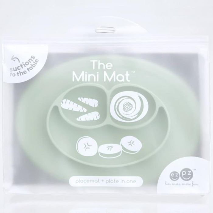Mini tapete nórdico verde con base de ventosa y plato dividido