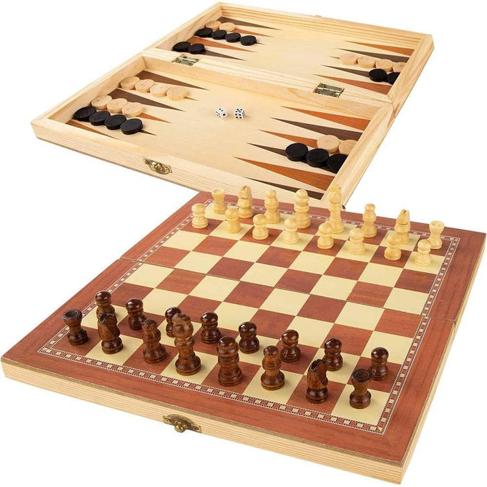 CB Games 3in1 Chess/Chess/Backgammon Board 65 Pieces