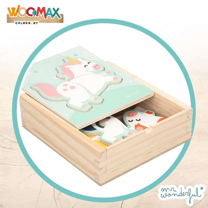 Woomax Mr.Wonderful Unicornio Puzzle de Madera 18 Piezas