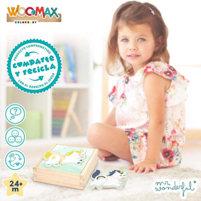 Woomax Mr.Wonderful Unicornio Puzzle de Madera 18 Piezas