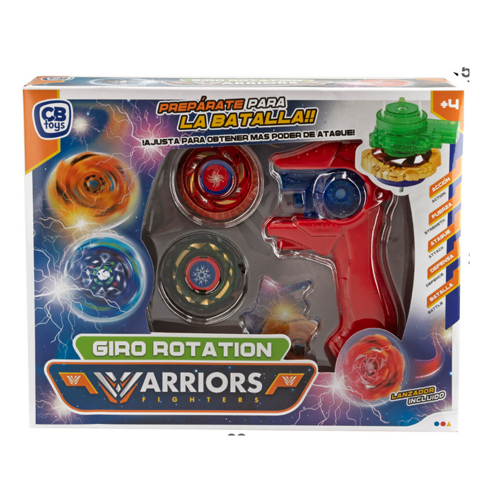 Conjunto Lançador + 2 Piões Giratórios Warriors