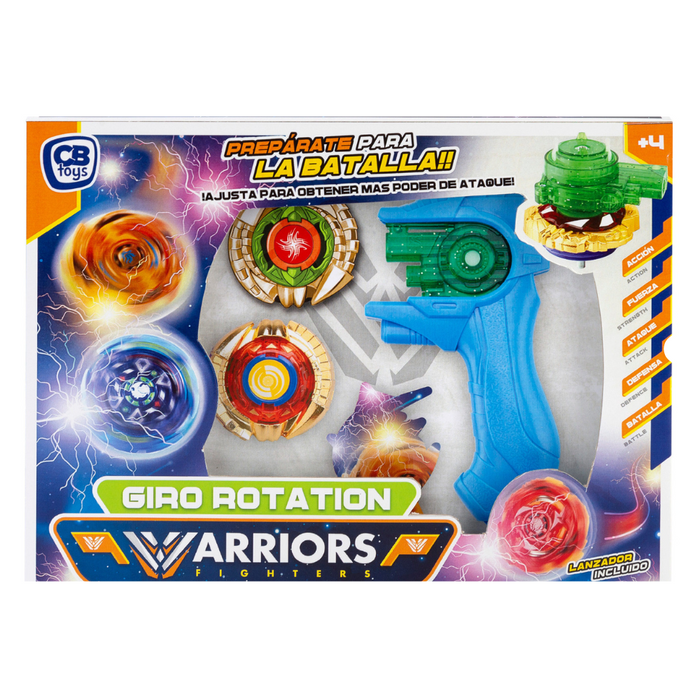 Conjunto Lançador + 2 Piões Giratórios Warriors