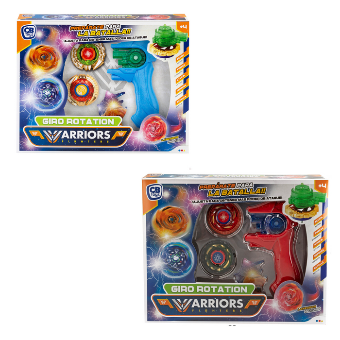 Conjunto Lançador + 2 Piões Giratórios Warriors