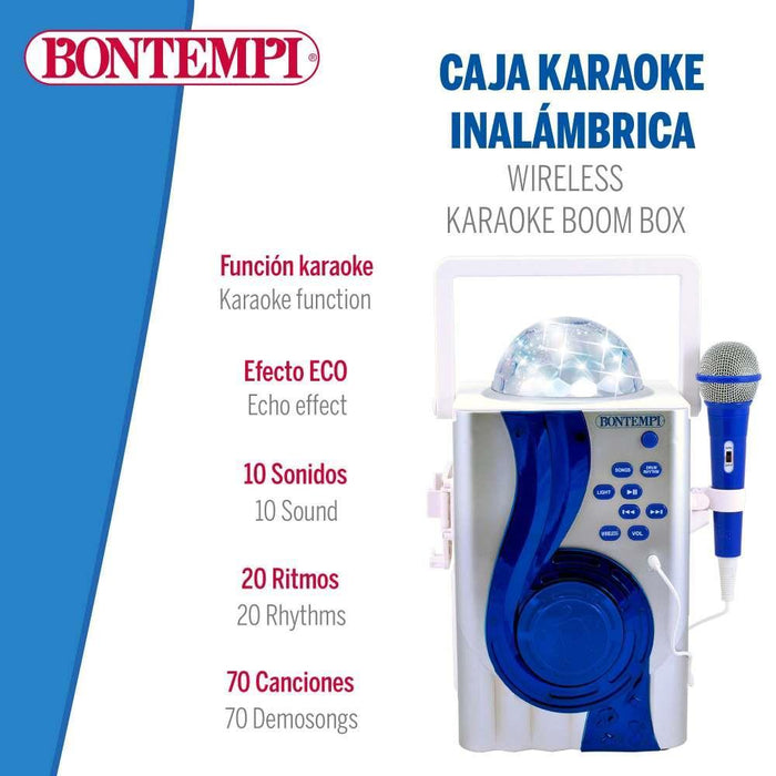 Coluna Karaoke Wireless com Microfone e Luz