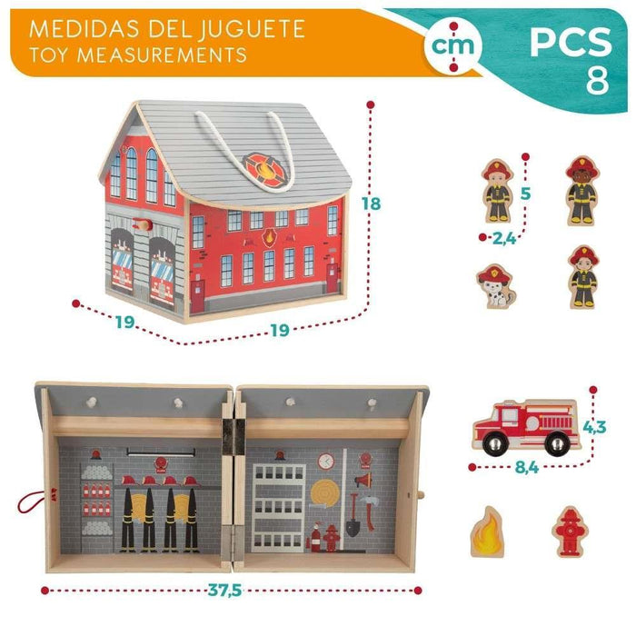 Quartel dos Bombeiros Portátil com Figuras