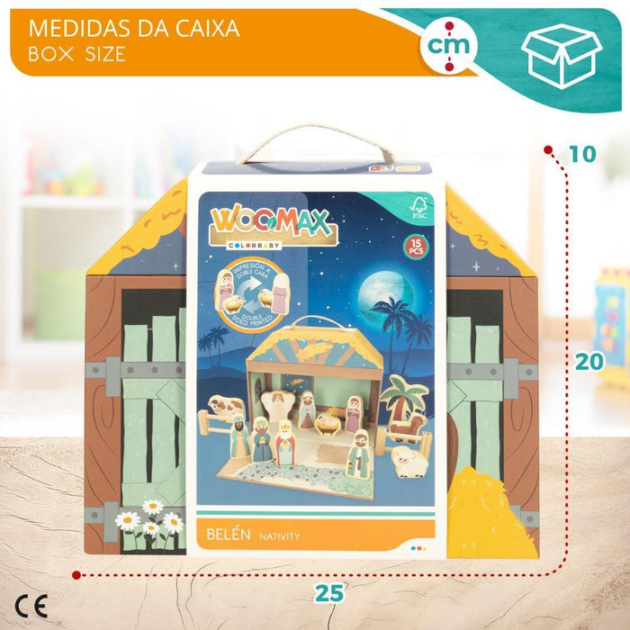 Mala com Presépio de Belém em Madeira com 15 Figuras