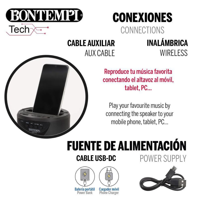 Karaoke Wireless com Microfone e Luz 50W