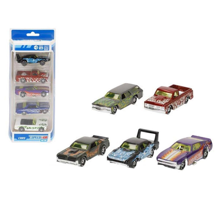 Conjunto de 5 Carros Hot Retro de Metal 1:64