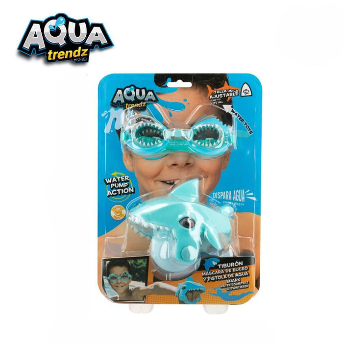 Óculos e Lançador de Água Aqua Trendz Tubarão Azul