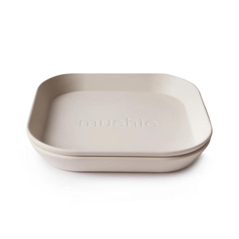Juego de 2 platos cuadrados marfil