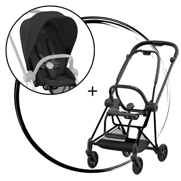 Carrinho Cybex Mios Matt Black + Pack de Tecidos Sepia Black