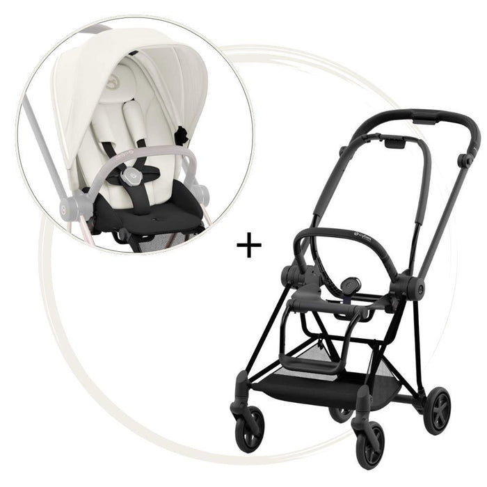 Carrinho Cybex Mios Matt Black + Pack de Tecidos Off White