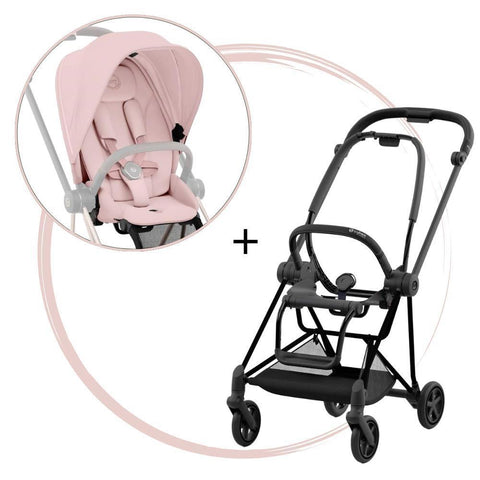 Pack Silla de Paseo Cybex Platinum Mios Negro Mate + Tela Rosa Melocotón