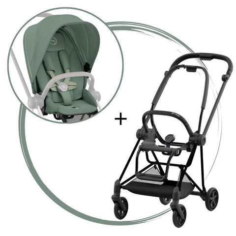 Pack Silla de Paseo Cybex Platinum Mios Negro Mate + Tela Verde Hoja