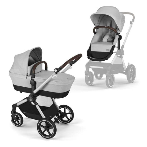 Carrinho Cybex Eos Lux 2 em 1 SLV Lava Grey - Chassis Prateado