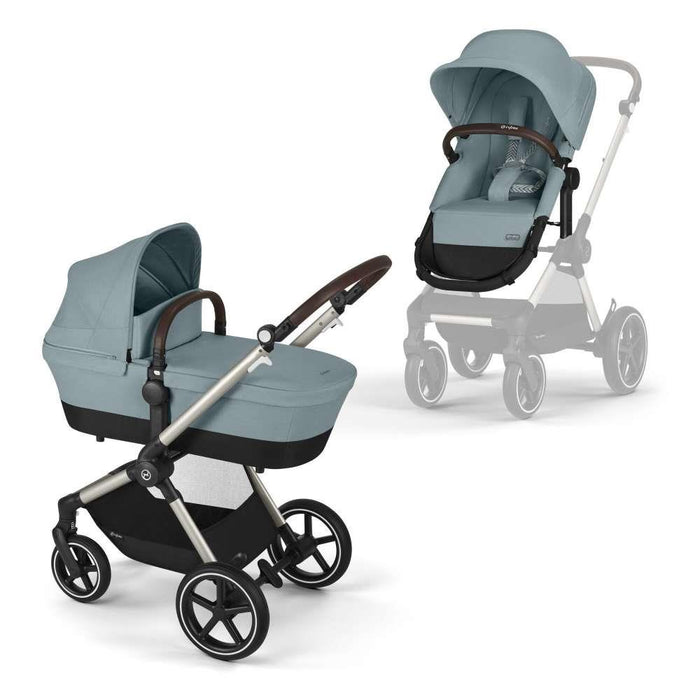 Carrinho Cybex Eos Lux 2 em 1 TPE Sky Blue - Chassis Taupe