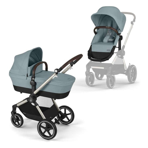 Cybex Eos Lux 2 in 1 TPE Sky Blue Stroller - Taupe Chassis