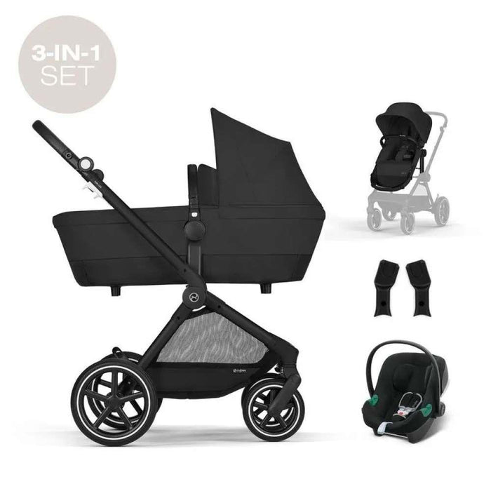 Pack Eos Lux 3 en 1 Luna Negro con Silla de Coche Aton B2