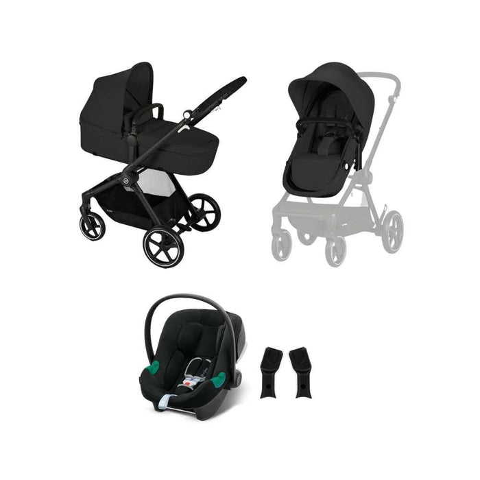 Pack Eos Lux 3 em 1 Moon Black com Cadeira Auto Aton B2