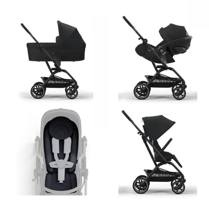 Carrinho Cybex Eezy S Twist +2 BLK Magic Black - Chassis Preto