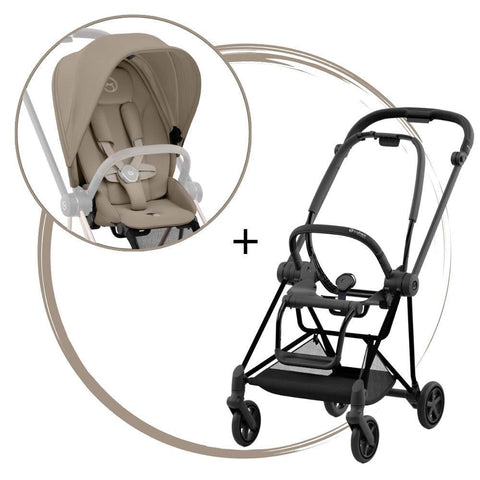 Pack Silla de Paseo Cybex Platinum Mios Negro Mate + Tela Cosy Beige