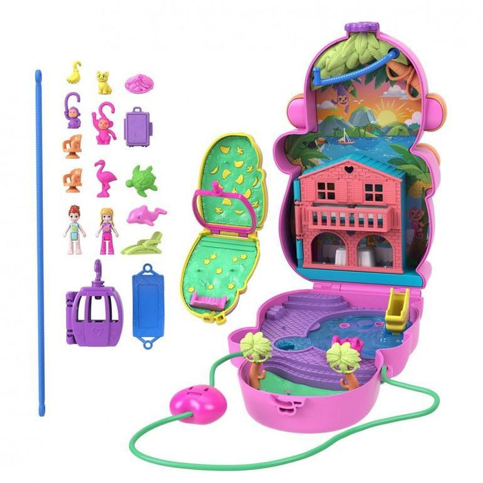 PollyPocket Mala Habitat Mãe Macaco e Bébé