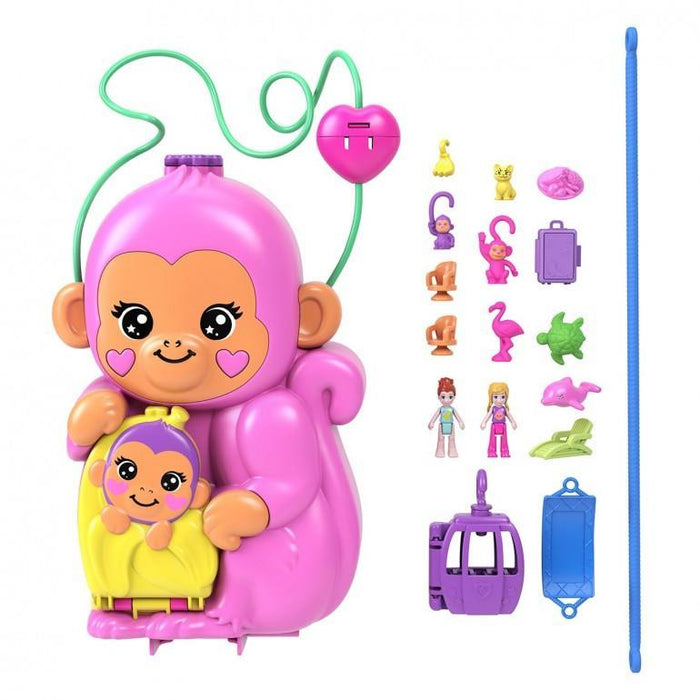 PollyPocket Mala Habitat Mãe Macaco e Bébé