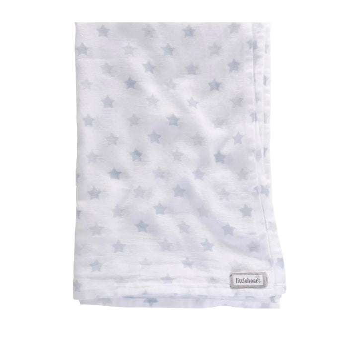 Musselina Bio Little Star Blue 80x120cm