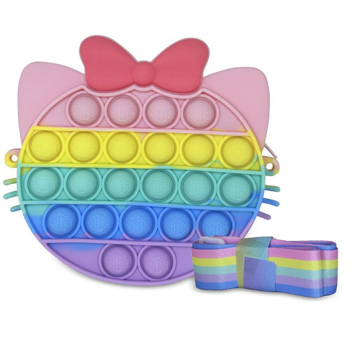 Mala Pop It em Silicone Gato Cores 14 cm