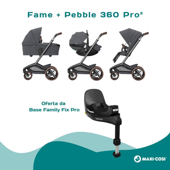 Pack Maxi-Cosi Fame + Pebble 360 Pro² Twillic Graphite + Base FamilyFix Pro