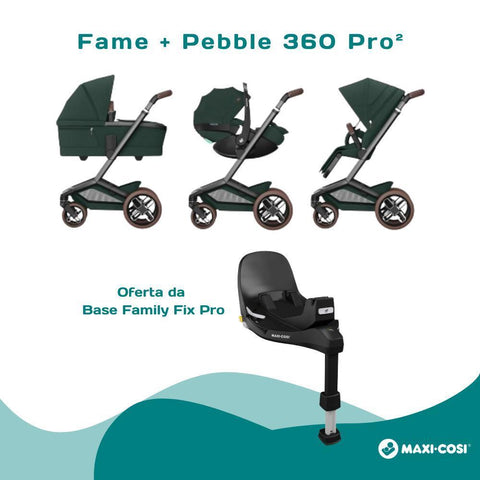 Pack Maxi-Cosi Fame + Pebble 360 ​​Pro² Twillic Verde + Base FamilyFix Pro