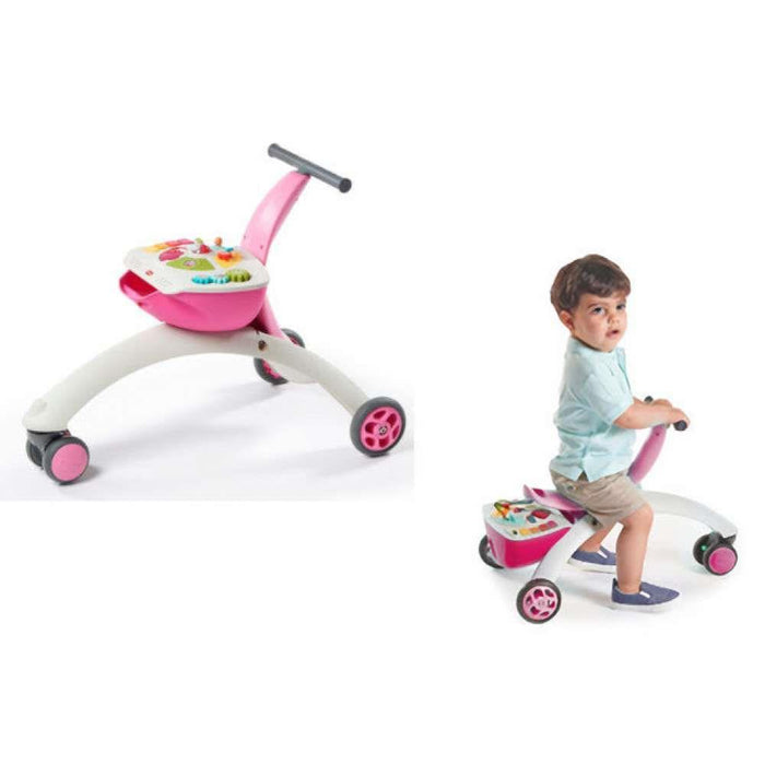 Andador 5 em 1 Walk Behind & Ride On Rosa