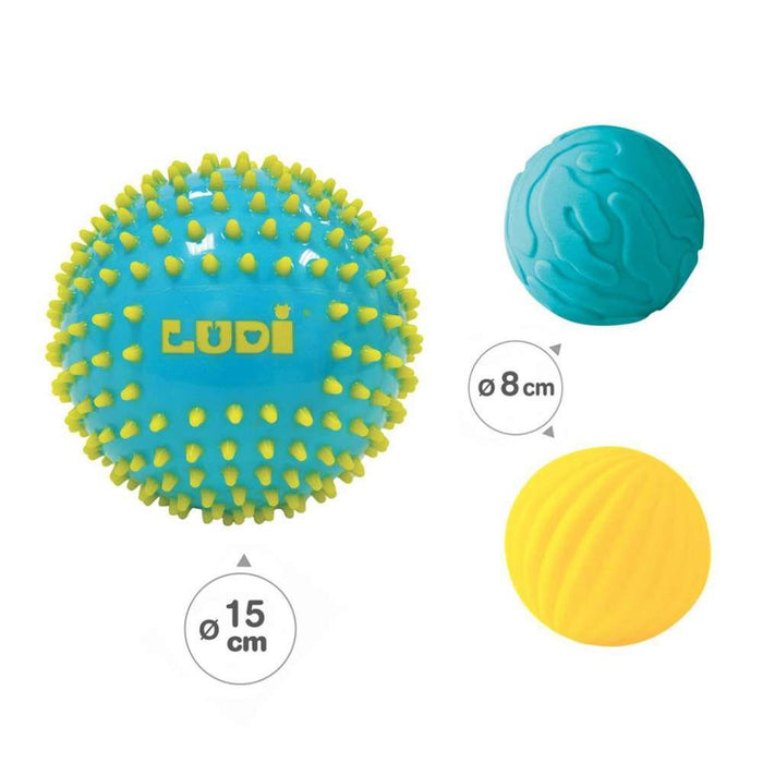 Ludi 3 Bolas Sensoriales 15/8/8cm Azul