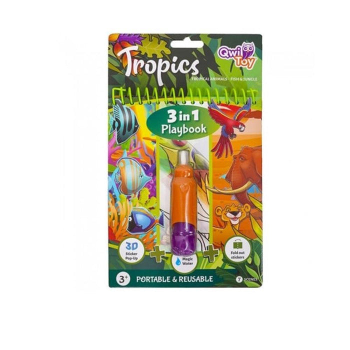 Livro Mágico 3 em 1 com Caneta Water Magic Tropics