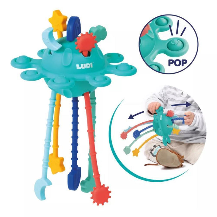 Brinquedo Sensorial para Puxar com Pop It em Silicone