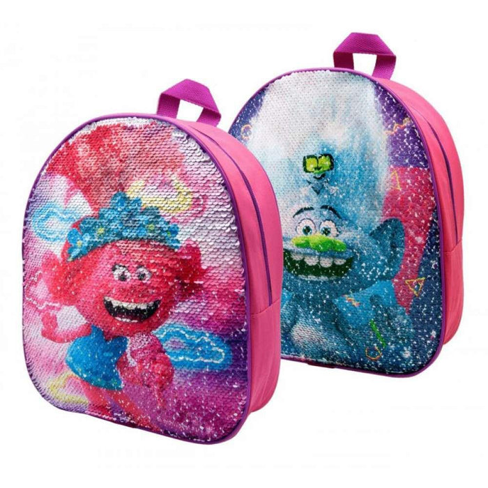 Mochila com Lantejoulas Trolls World Tour Rosa 33x29cm