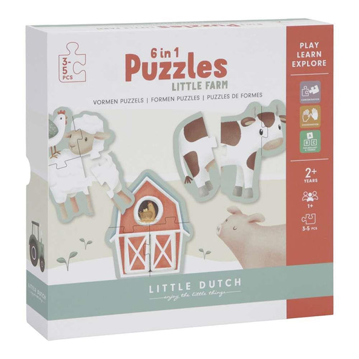 6 Puzzles com 3-5 Peças Little Farm