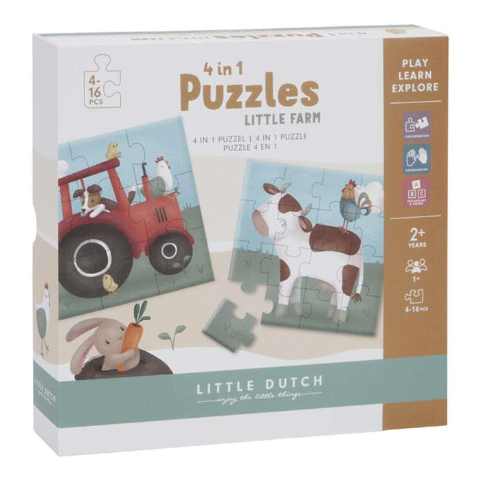 4 Puzzles com 4-16 Peças Little Farm