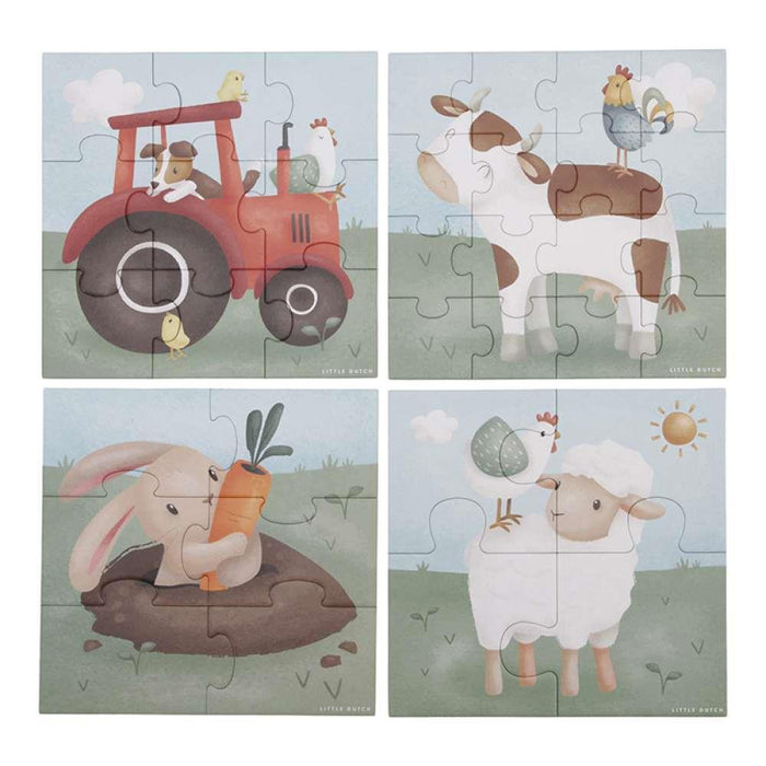 4 Puzzles com 4-16 Peças Little Farm