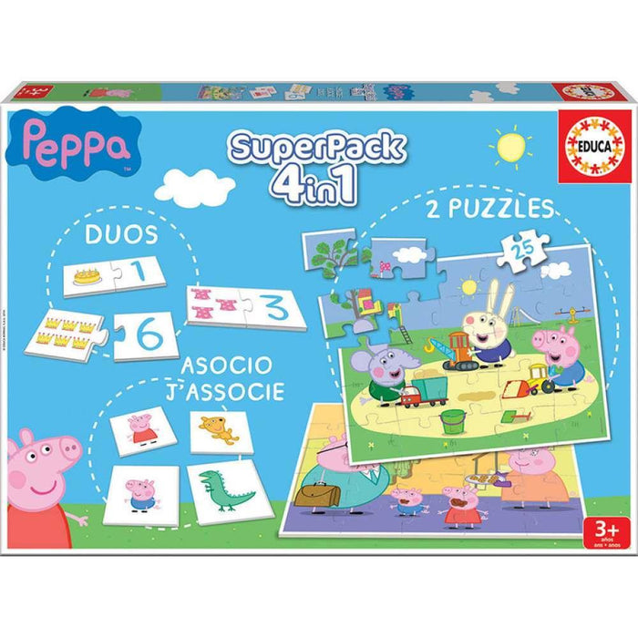 Educa 2 Juegos y 2 Puzzles Peppa Pig Super Pack 4en1