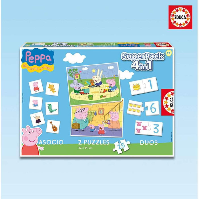 Educa 2 Juegos y 2 Puzzles Peppa Pig Super Pack 4en1