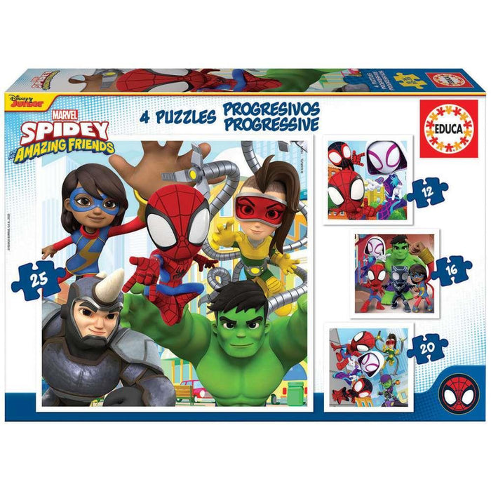 Educa 4 Puzzles Spidey&amp;Friends 12/16/20/25 Piezas