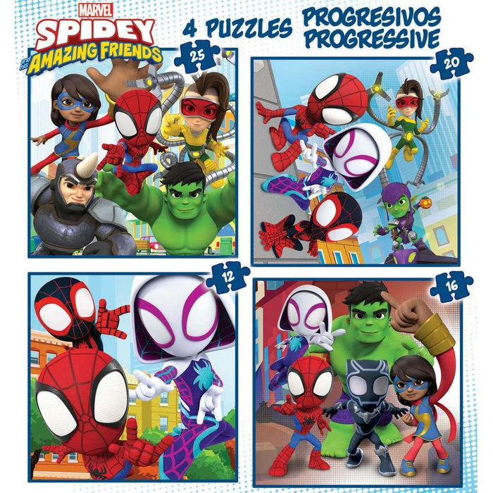 Educa 4 Spidey&amp;Friends Puzzles 12/16/20/25 Pieces