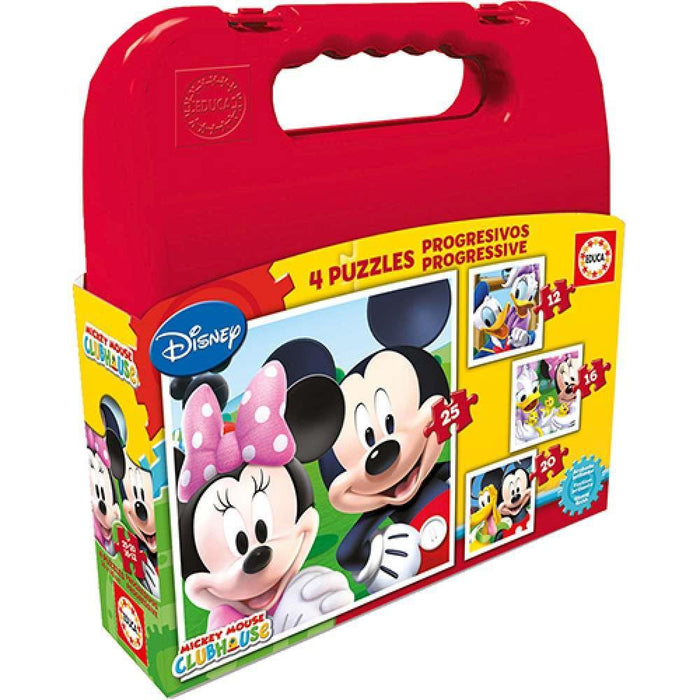 Educa Mala com 4 Puzzles Progressivos Mickey 12 a 25 Peças